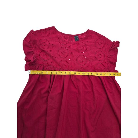 Girls Red Eyelet Flutter Sleeve Top By Shein Size S - Picture 4 of 5